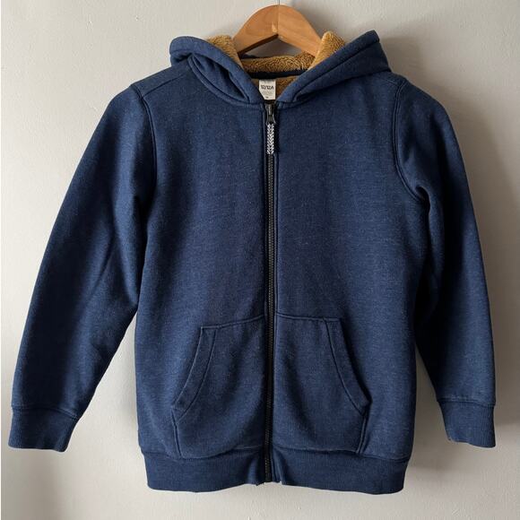 Carter's Big Boys Fuzzy-Lined Hooded Zip-Up Jacket in Navy Size 12 - Picture 1 of 7